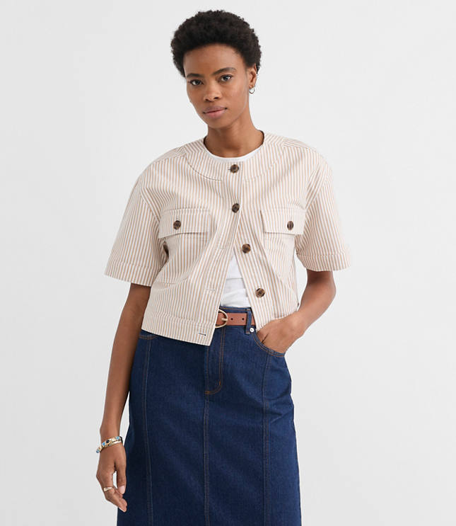 Striped Short Sleeve Jacket