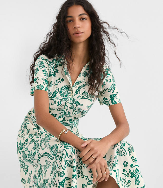 Floral Seamed Maxi Shirtdress