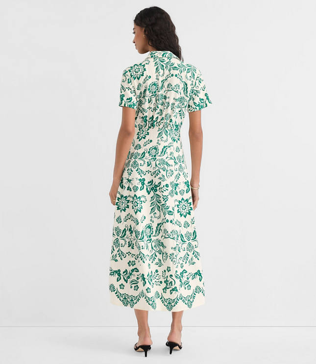 Floral Seamed Maxi Shirtdress
