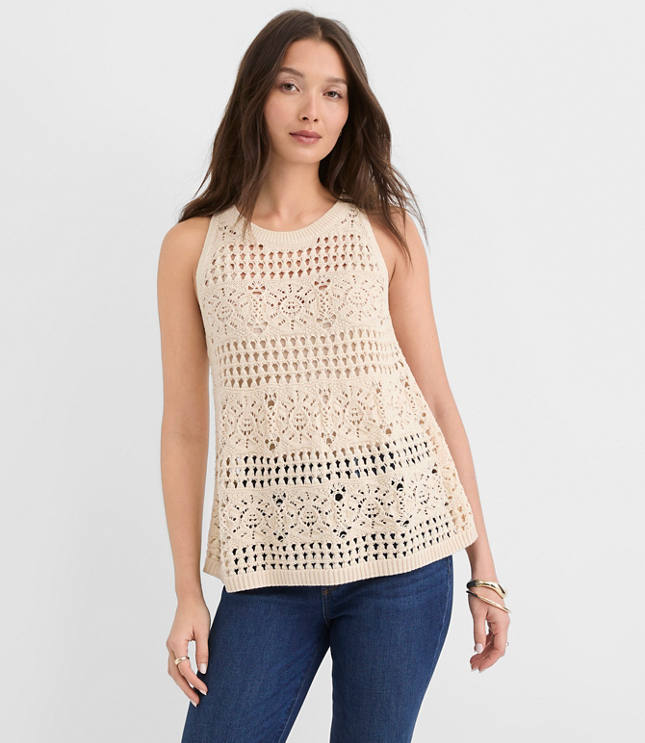 Mosaic Pointelle Sweater Tank Top