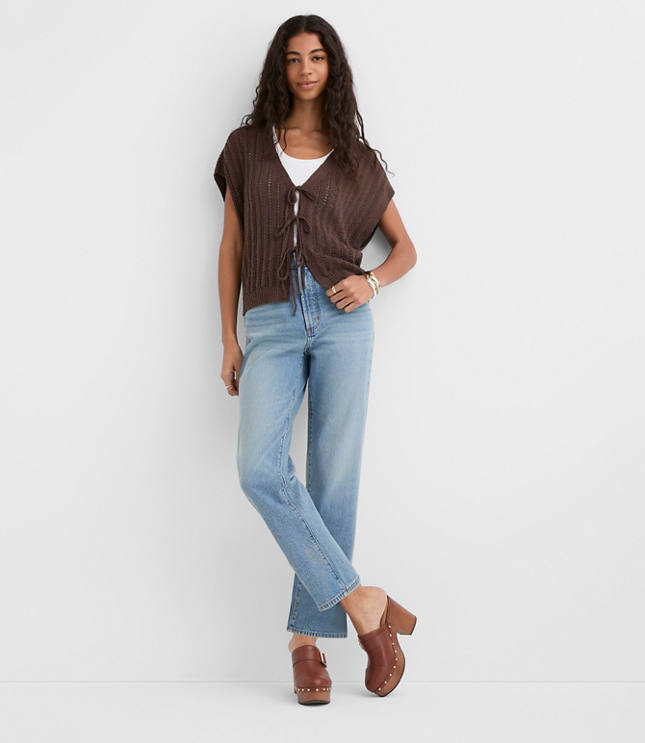 Pointelle Bow Wedge Sweater