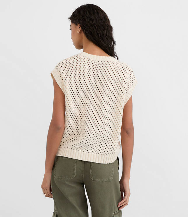 Mixed Pointelle Cap Sleeve Sweater