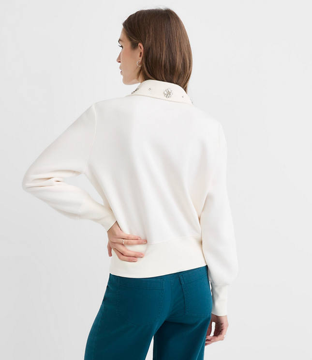 Sparkle Collared Half Zip Sweatshirt