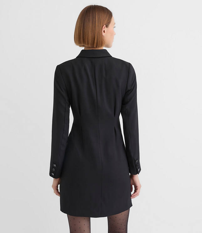 Petite Satin Trim Blazer Mini Pocket Dress