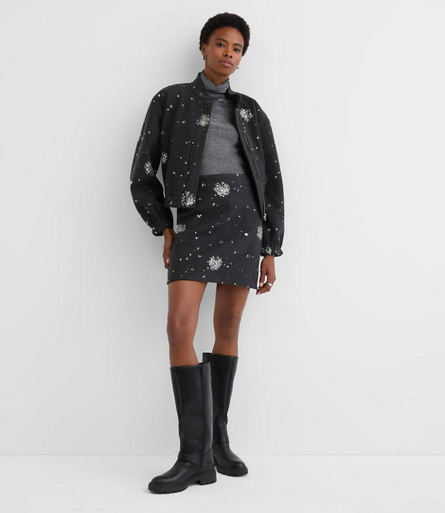 Petite Sequin Embellished Mini Skirt