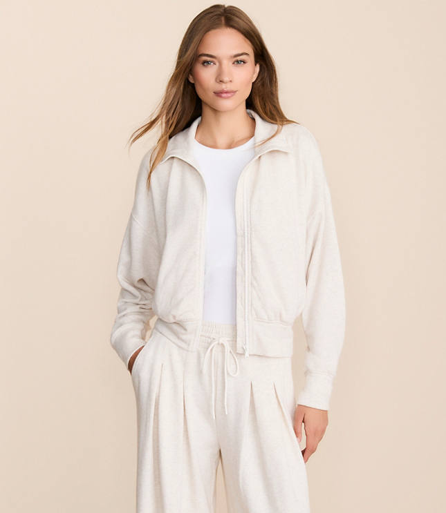 Lou & Grey Heathered Cozy Cotton Sweatshirt Jacket