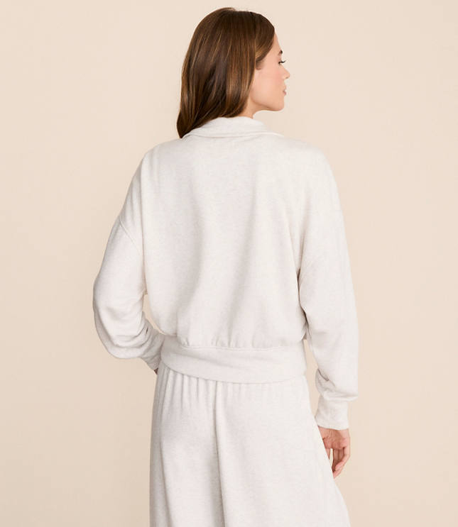 Lou & Grey Heathered Cozy Cotton Sweatshirt Jacket