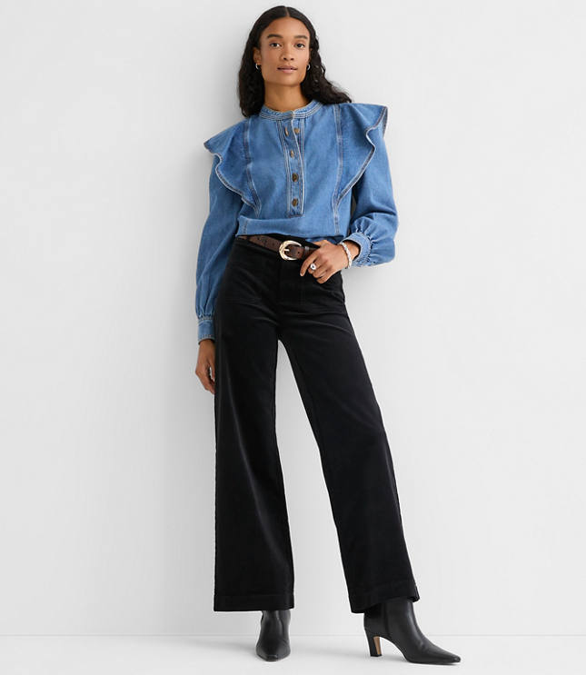 Palmer Wide Leg Pants in Stretch Velvet