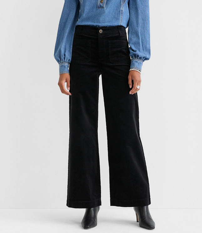 Palmer Wide Leg Pants in Stretch Velvet