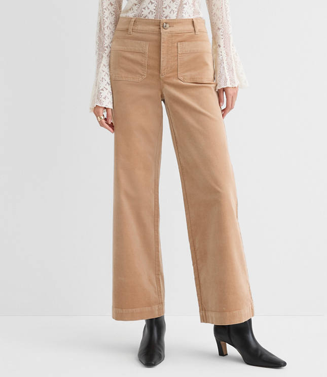 Curvy Palmer Wide Leg Pants in Stretch Velvet