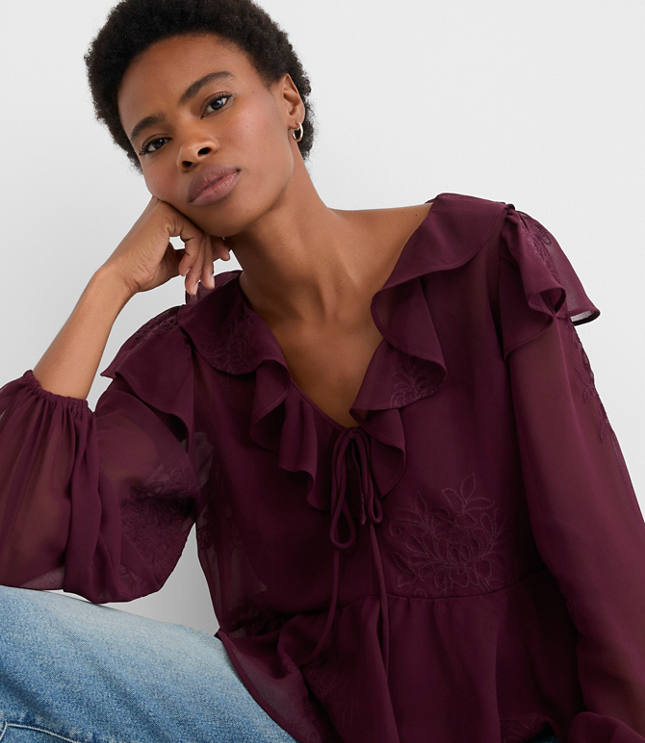 Petite Ruffle Peplum Blouse