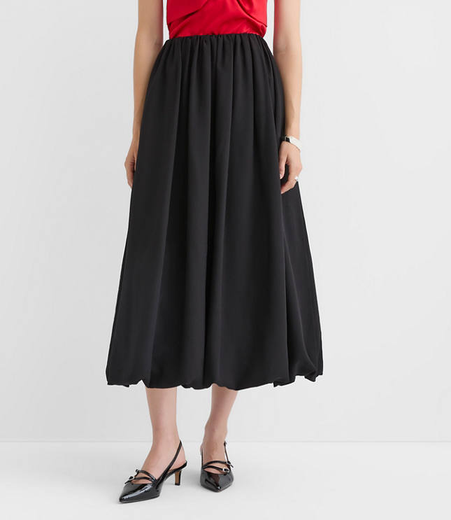 Crepe Bubble Midi Skirt