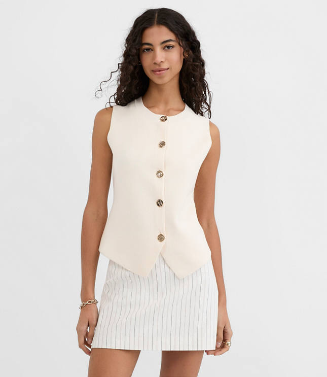 Hammered Metallic Button Sweater Vest