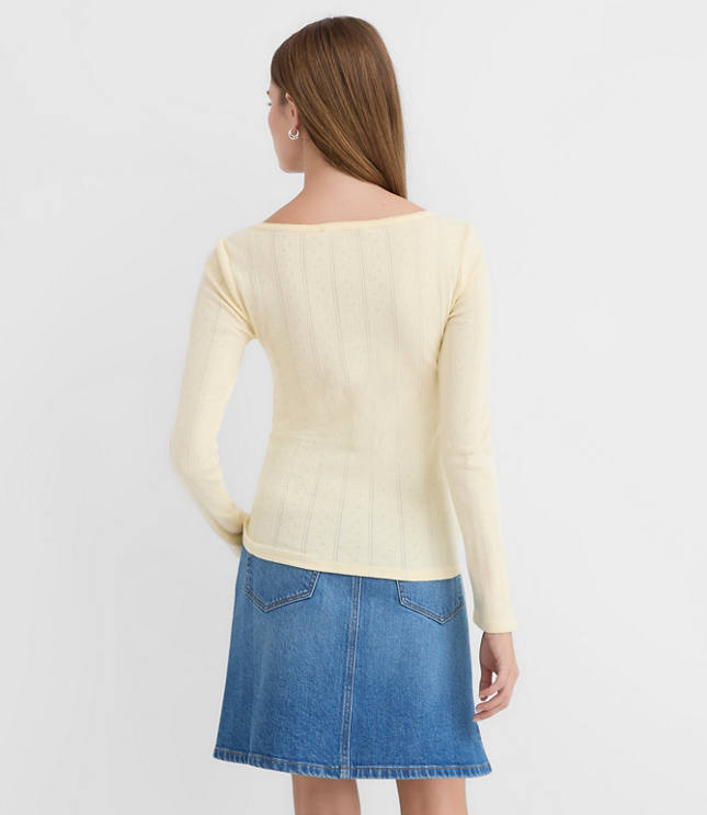 Ribbed Sweetheart Neck Long Sleeve Tee