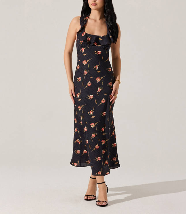 Astr The Label Morrigan Ruffle Trim Halter Dress