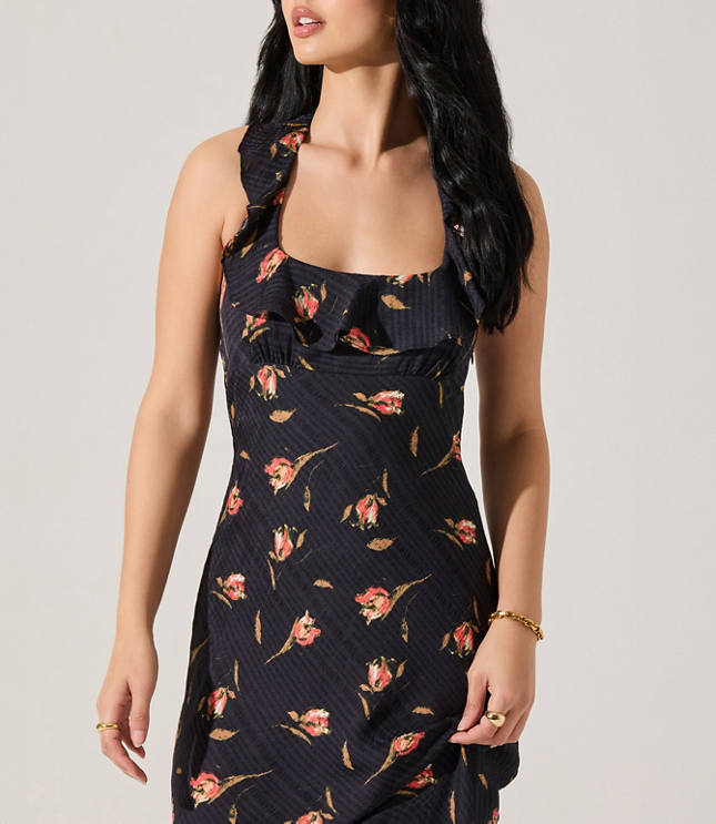 Astr The Label Morrigan Ruffle Trim Halter Dress