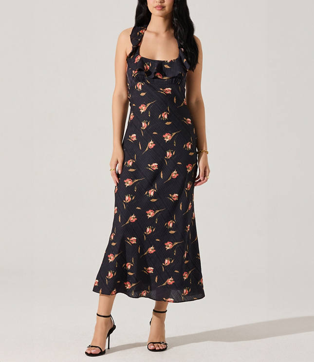 Astr The Label Morrigan Ruffle Trim Halter Dress