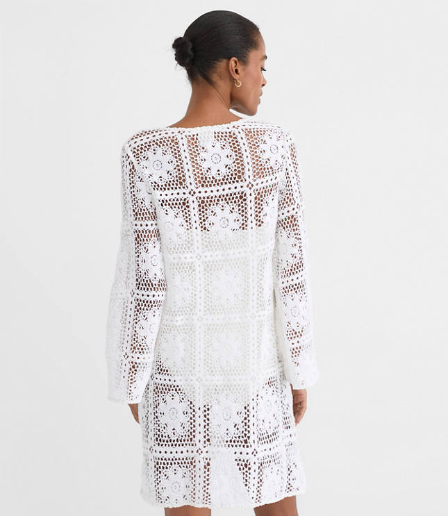 LOFT Beach Floral Tile Crochet Swimsuit Coverup