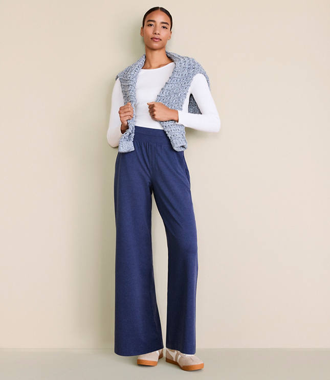 Petite Lou & Grey Heathered Brushedsoft Wide Leg Pants