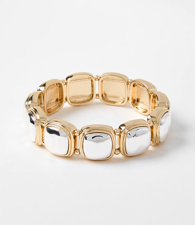Mixed Metal Square Stretch Bracelet