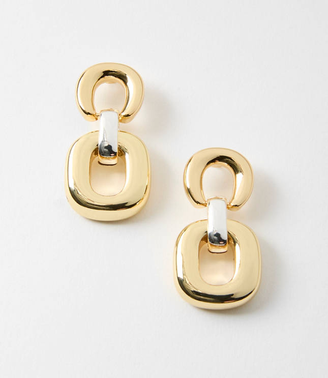 Mixed Metal Link Drop Earrings