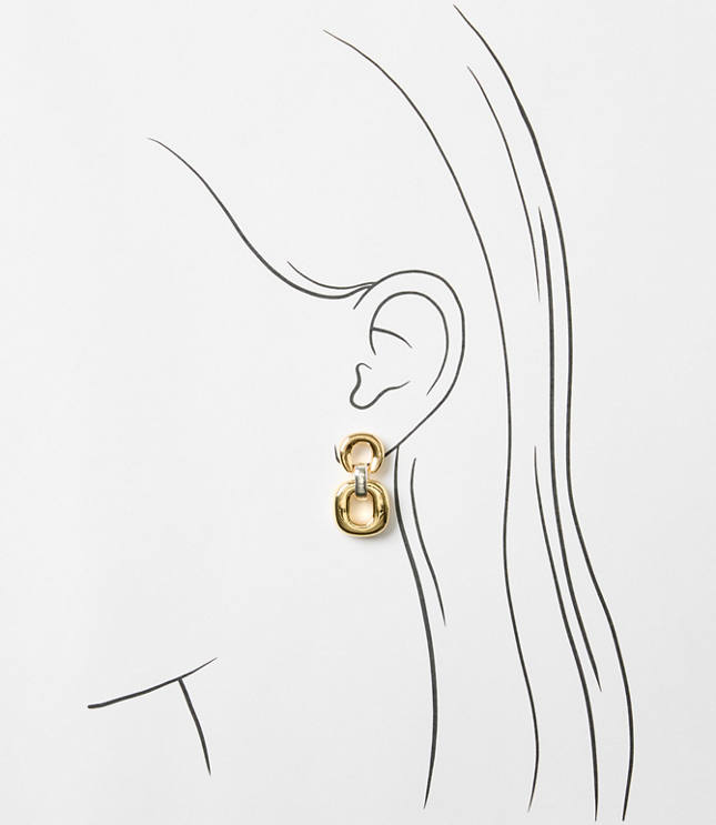 Mixed Metal Link Drop Earrings