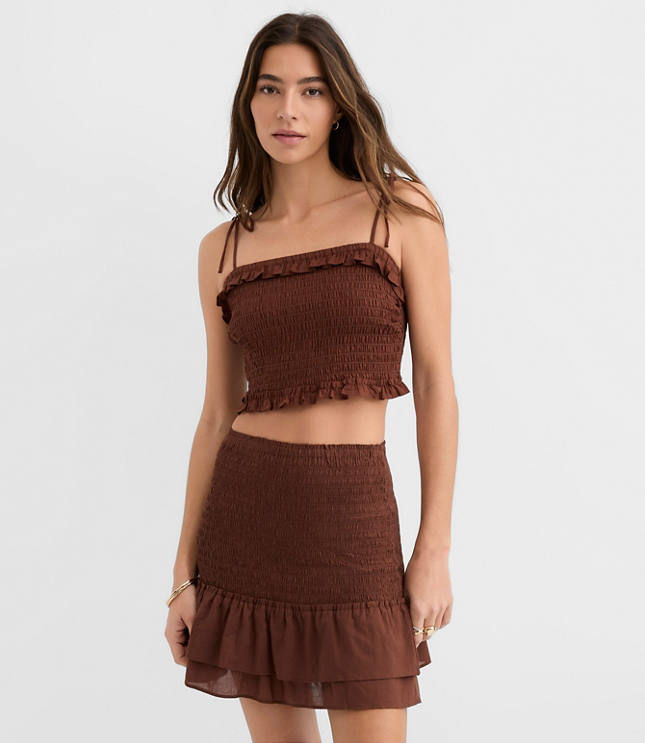 LOFT Beach Ruffle Smocked Crop Top