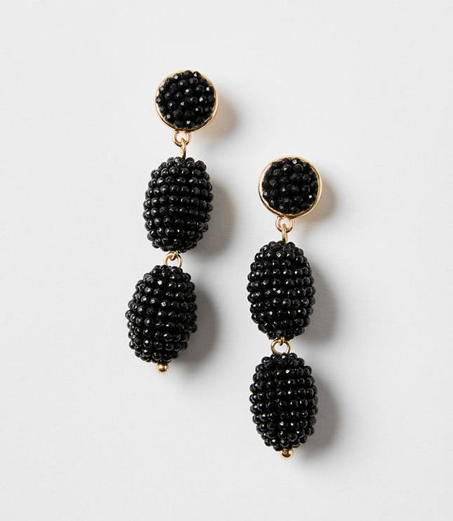 Beaded Triple Drop Statement Earrings