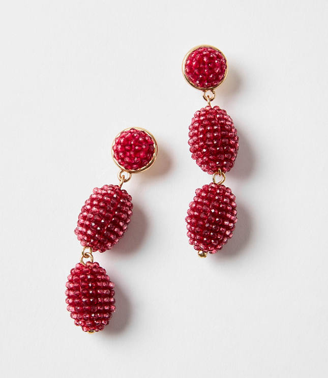 Beaded Triple Drop Statement Earrings