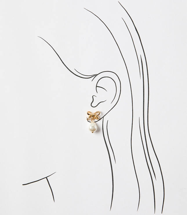 Pearlized Bow Drop Delicate Earrings