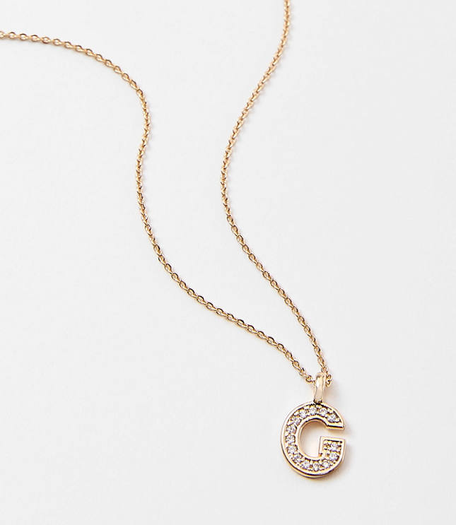 Pave Initial Necklace carousel Product Image 2
