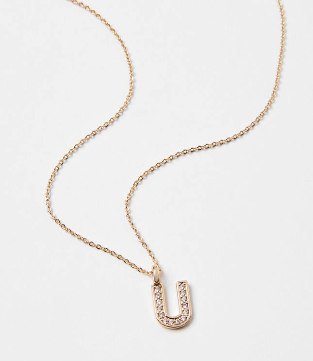 Pave Initial Necklace carousel Product Image 2