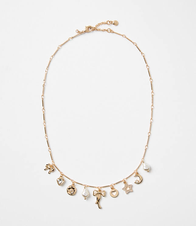 Mother Of Pearl Bow Charm Necklace