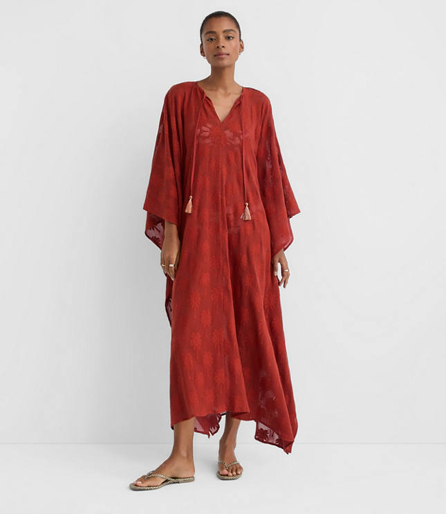 LOFT Palm Tie Neck Maxi Swimsuit Coverup