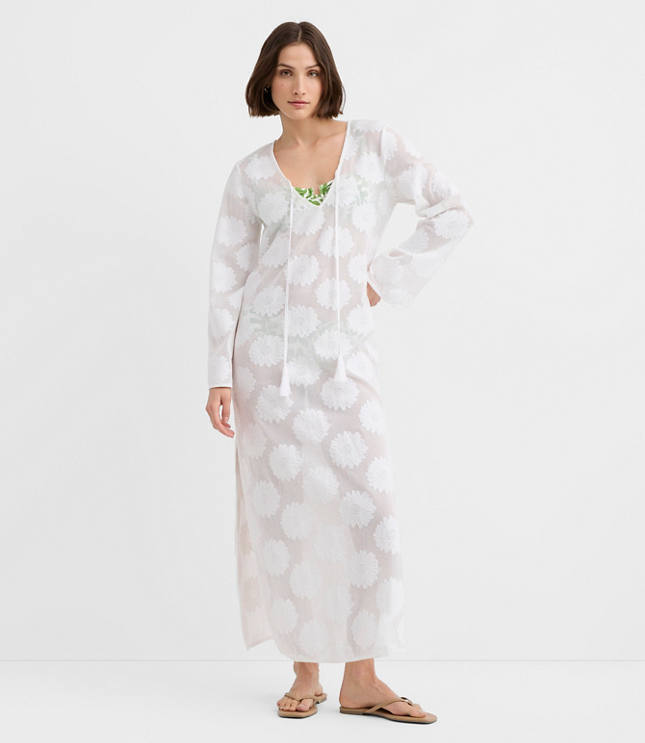 LOFT Beach Daisy Mesh Jacquard Maxi Dress