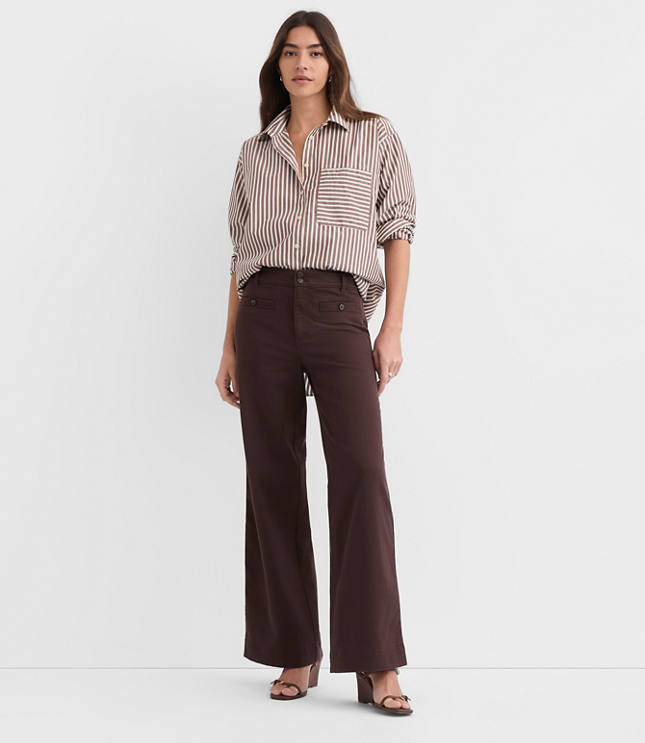 Welt Pocket Palmer Wide Leg Pants in Twill