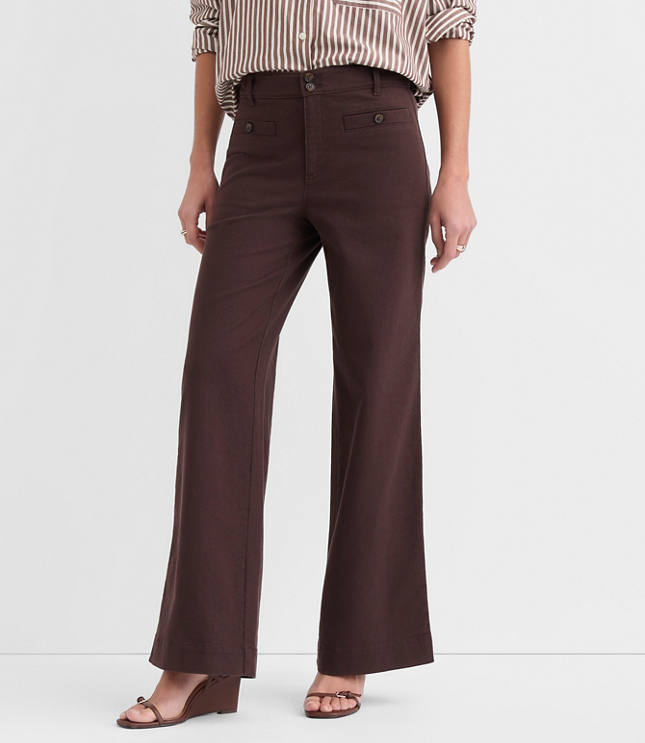 Welt Pocket Palmer Wide Leg Pants in Twill