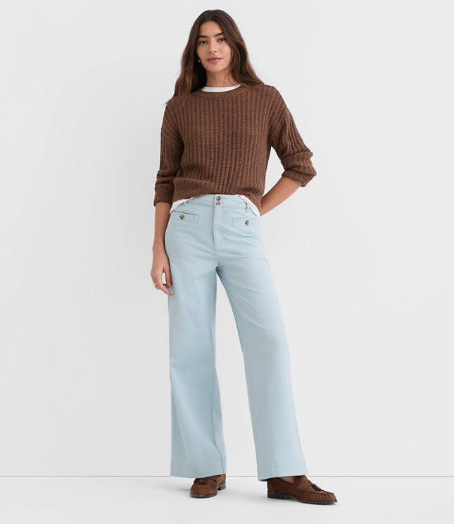 Welt Pocket Palmer Wide Leg Pants in Twill