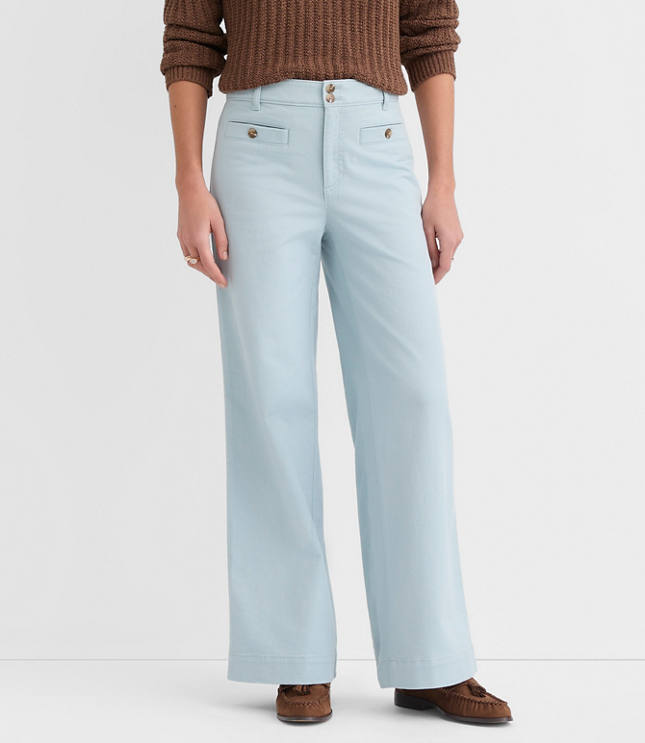 Welt Pocket Palmer Wide Leg Pants in Twill