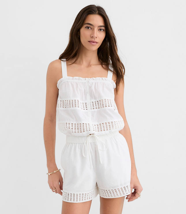 LOFT Beach Crochet Trim Bubble Cami