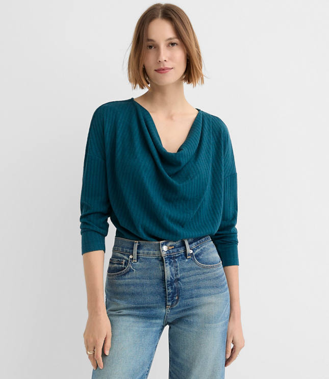 Cozy Ribbed Cowl Neck Top
