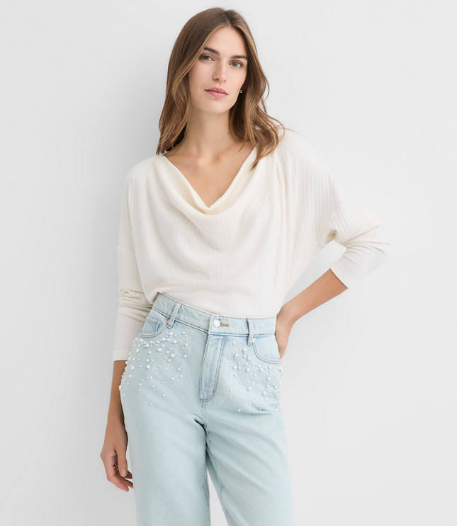 Cozy Ribbed Cowl Neck Top