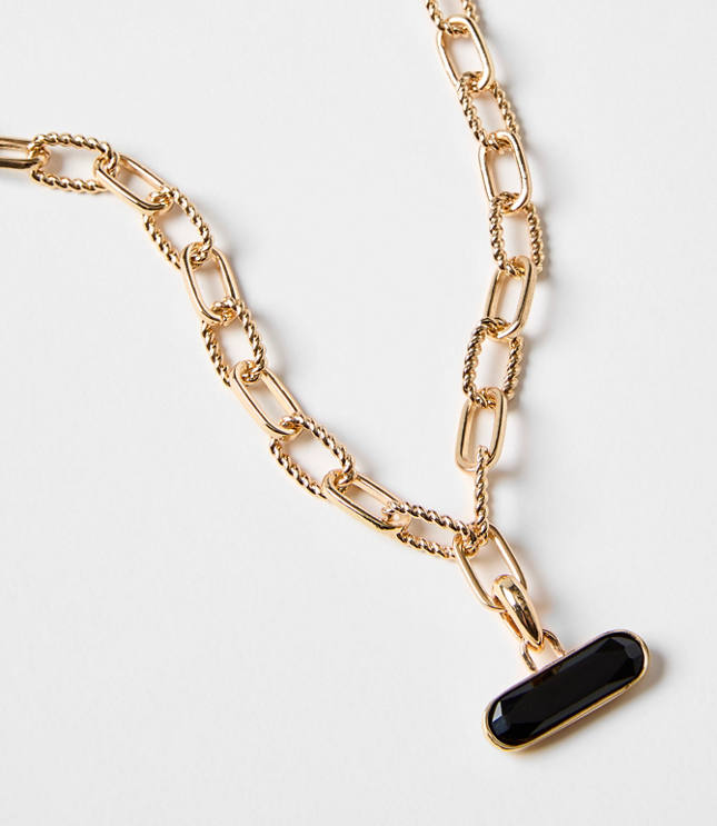 Enamel Bar Chain Link Necklace