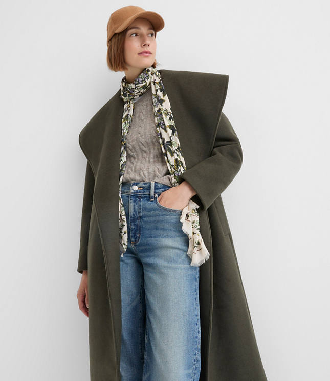 Doubleface Shawl Collar Belted Coat