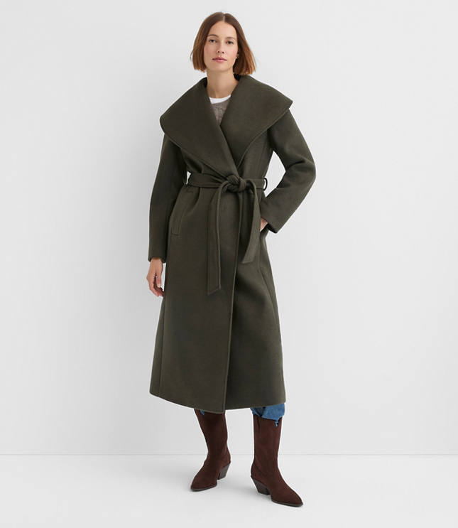 Doubleface Shawl Collar Belted Coat