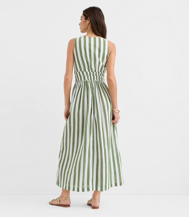 LOFT Beach Striped Cutout Side Tie Midi Dress