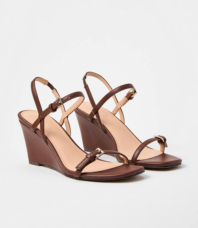Double Buckle Wedge Sandals
