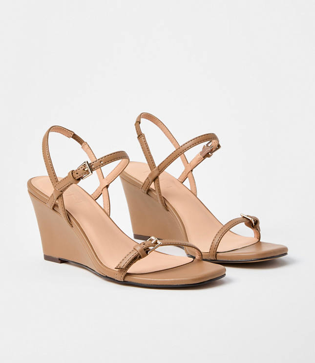 Double Buckle Wedge Sandals