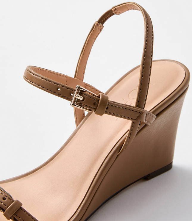 Double Buckle Wedge Sandals