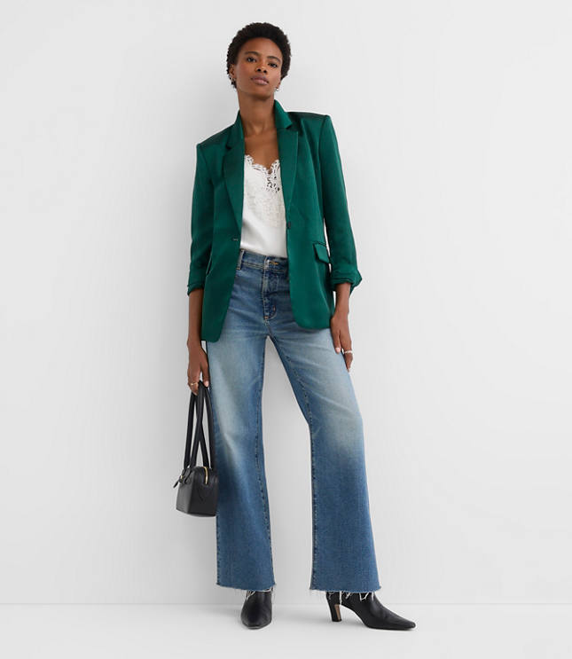 Petite Satin Belted Modern Blazer